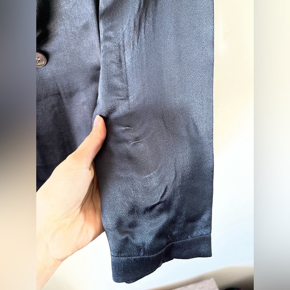 Raquel Allegra Silky Viscose-Rayon Jacket Blazer in Navy Blue Size 3 - Picture 9 of 15